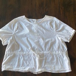 Oak&Fort Flirty White Blouse with Waist Drawstring and Button-Down Back